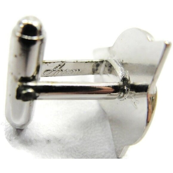 Anson Cufflinks Triangular Design Silver Tone Tux Shirt Dress Suit Vintage - Picture 9 of 9